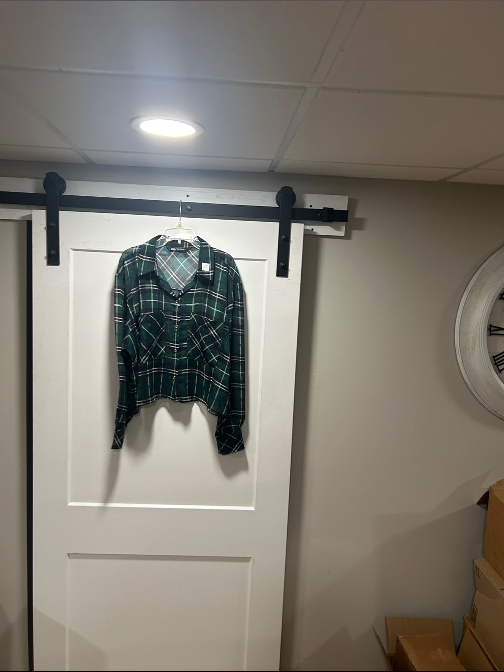 Zara Dark Green Plaid Button-Down Shirt